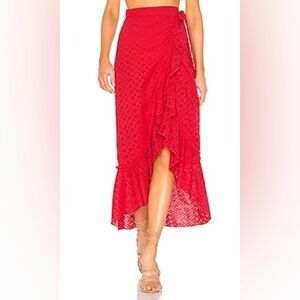 Majorelle Peanut Eyelet Maxi Wrap Skirt